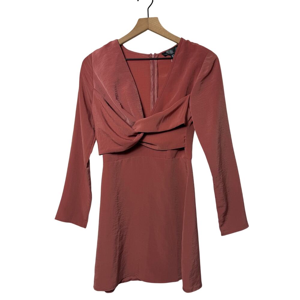 Missguided Long Sleeve Wrap Front Mini Dress Women's US 6 NWT